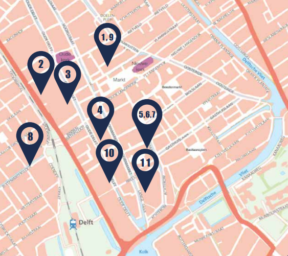 Kaart van Delft